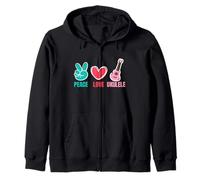 Love Peace Ukulele I Guitare Musique Coeur Instrument Sweat à Capuche