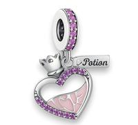 Love Potion - Bouteille de potion d'amour - Cœur Couronne Reine Princesse - Pierres de zircone - Bijoux Bracelets à collectionner Bracelets à breloques ou chaîne en argent sterling 925