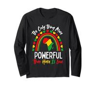 Love Powerful Than Hate Rainbow Black History Month Manche Longue