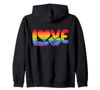 Love - Pride Rainbow Heart Peace Sign Hand Queer Gay LGBTQA Sweat à Capuche