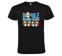 love print T-shirt Napoli Campione Quarto Scudetto Sartoriale idée cadeau fête des pères - unisexe 100 % coton bleu imprimé or pleine force Naples, Noir, XXL