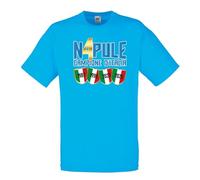 love print T-shirt Napoli Campione Quarto Scudetto Sartoriale idée cadeau fête des pères - unisexe 100 % coton bleu imprimé or pleine force Naples, Bleu clair., M
