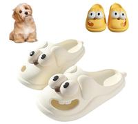 Love Pups Slides - Tongue Kiss Slippers, Love Pup Slides Cute Funny Non-Slip Big Eye Dog Slippers for Women Men (White,36/37)