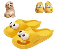 Love Pups Slides - Tongue Kiss Slippers, Love Pup Slides Cute Funny Non-Slip Big Eye Dog Slippers for Women Men (Yellow,38/39)