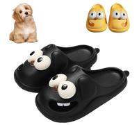 Love Pups Slides - Tongue Kiss Slippers, Love Pup Slides Cute Funny Non-Slip Big Eye Dog Slippers for Women Men (Black,38/39)