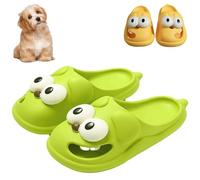 Love Pups Slides - Tongue Kiss Slippers, Love Pup Slides Cute Funny Non-Slip Big Eye Dog Slippers for Women Men (Green,38/39)