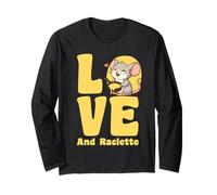 Love & Raclette - Humour Cheese Souris Fondue Addict poêlon Manche Longue