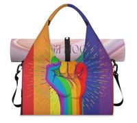 Love Rainbow Gay Pride Sac de sport pour femme et homme Sac de w nd avec compartiment à chaussures Sac fourre-tout à bandoulière pour yoga, gym, voyage, couleur, L, Organiseur de sac