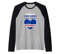 Love Republica De Cabo Verde avec emblème du drapeau du Cap-Vert Manche Raglan