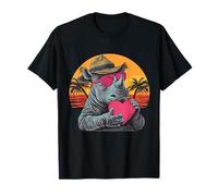 Love Rhino Tropical Sunset Rhino Cœur de Saint-Valentin T-Shirt