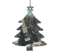 Love Rock Lot de 6 décorations de Noël en bois imprimées en forme de sapin de Noël