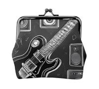 Love Rock Print Double Fermoir Cadre en Métal Cuir Pochette à Change Portefeuille pour Femme avec Clés Petit Portefeuille, Noir , Taille unique