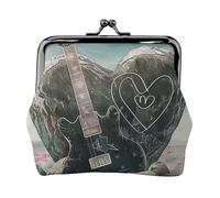 Love Rock Prints Porte-monnaie pour femme et fille - Mini pochette portefeuille avec serrure à baiser - Joli portefeuille en cuir, Noir , Taille unique, Pochette à monnaie