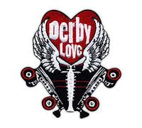 Love Roller Derby avec ailes - Écusson brodé thermocollant