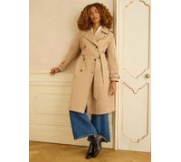 Love & Roses Love & Roses Beige Trench Coat With Snake Print Trim