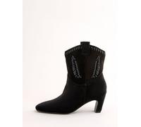 Love & Roses Love & Roses Black Faux Suede Pull On Western Low Heel Smart Ankle Boots