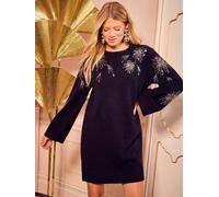 Love & Roses Love & Roses Black Sequin Stars Embellished Knitted Mini Dress Black Sequin Stars EU 38 (UK 10)