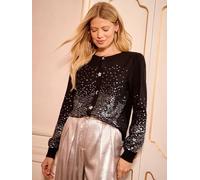 Love & Roses Love & Roses Black Star and Moon Button Sequin Knitted Cardigan