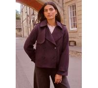 Love & Roses Love & Roses Burgundy Red Short Faux Suede Trench Coat