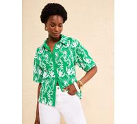 Love & Roses Love & Roses Chemise boutonnée à manches courtes brodée 3D Vert vif EU 36 (UK 8)