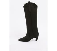 Love & Roses Love & Roses Chocolate Brown Faux Suede Pull On Western Low Heel Smart Long Boots