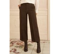 Love & Roses Love & Roses Chocolate Brown Faux Suede Wide Pintuck Crop Trousers