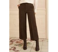 Love & Roses Love & Roses Chocolate Brown Petite Faux Suede Wide Pintuck Crop Trousers