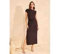 Love & Roses Love & Roses Chocolate Brown Starfish Hardware Trim Asymmetric Drape Jersey Midi Dress Chocolate Brown Starfish Hardware Trim EU 36 (UK 8)