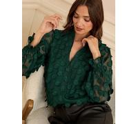 Love & Roses Love & Roses Dark Green 3D Spot Long Sleeve Blouse