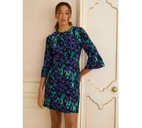 Love & Roses Love & Roses Green Animal Petite Flute Sleeve Mini Dress Green Animal EU 34 (UK 6)