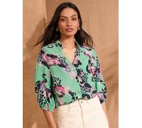 Love & Roses Love & Roses Green Animal Pie Crust Detail 3/4 Sleeve Blouse