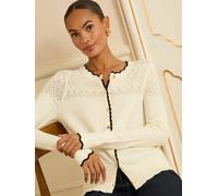 Love & Roses Love & Roses Ivory and Black Scallop Knitted Cardigan