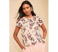 Love & Roses Love & Roses Ivory Animal Print 3D Spot Flutter Sleeve Blouse