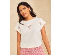Love & Roses Love & Roses Ivory Cutwork Embroidered Crew Neck T-Shirt