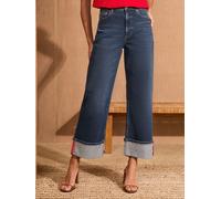Love & Roses Love & Roses Mid Blue Turn Up Wide Leg Ankle Grazer Jeans
