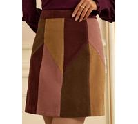 Love & Roses Love & Roses Tan Brown and Pink Petite Faux Suede Patchwork Mini Skirt Tan Brown And Pink EU 46 (UK 18)