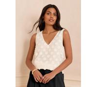 Love & Roses Love & Roses White Ecru 3D Spot V-Neck Vest