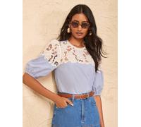Love & Roses Love & Roses Yoke Cutwork Detail Blouse