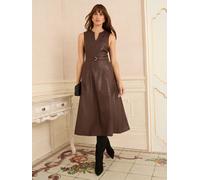 Love & Roses Robe mi-longue Love & Roses sans manches en similicuir ceinturée Noir 50