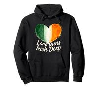 Love Runs Drapeau Irlandais en Forme de cœur pour la Saint-Patrick Sweat à Capuche