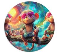 Love Singes 1000 Pièces Puzzle Circulaire Puzzle Adulte pour Enfants Jeux De Défi Uniques Difficile Impossiblepour Adultes Cadeaux 1000pcs (67.5x67.5cm)