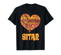 Love Sitar Instrument à Cordes Indien Motif Mandala Orange T-Shirt