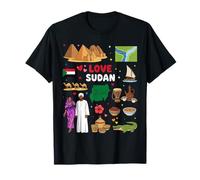Love Soudan Minimal Carte Vintage Culture Voyage Graphique T-Shirt