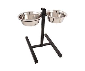 Love Story, Bar à Chien 2 Bols INOX Support Métal Hauteur Réglable 43 cm 2 x 1500Ml D21/14,5 cm
