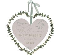 Love Story 'Bienvenue dans notre happy end' couronne de coeur WD2359 (taille unique) (Blanc)