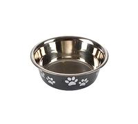 Love Story, Bol Motif Pattes avec Fond Antidérapant INOX 1600Ml D21/17 cm Noir Brillant