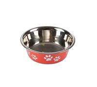 Love Story, Bol Motif Pattes avec Fond Antidérapant INOX 1600Ml D21/17 cm Rouge Brillant