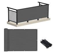 LOVE STORY Brise-Vue pour Balcon de 0,9 x 3 m - Charbon de Bois (HDPE) - Protection UV - Résistant aux intempéries - Hauteur de 0,9 m - pour terrasse, Jardin, Piscine extérieure, Porche, Balustrade