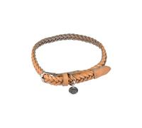 Love Story Collier pour chien en cuir tressé réglable 45-65 cm Naturel