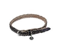 Love Story Collier pour chien «Tressé» en cuir Réglable 50-70 cm Noir